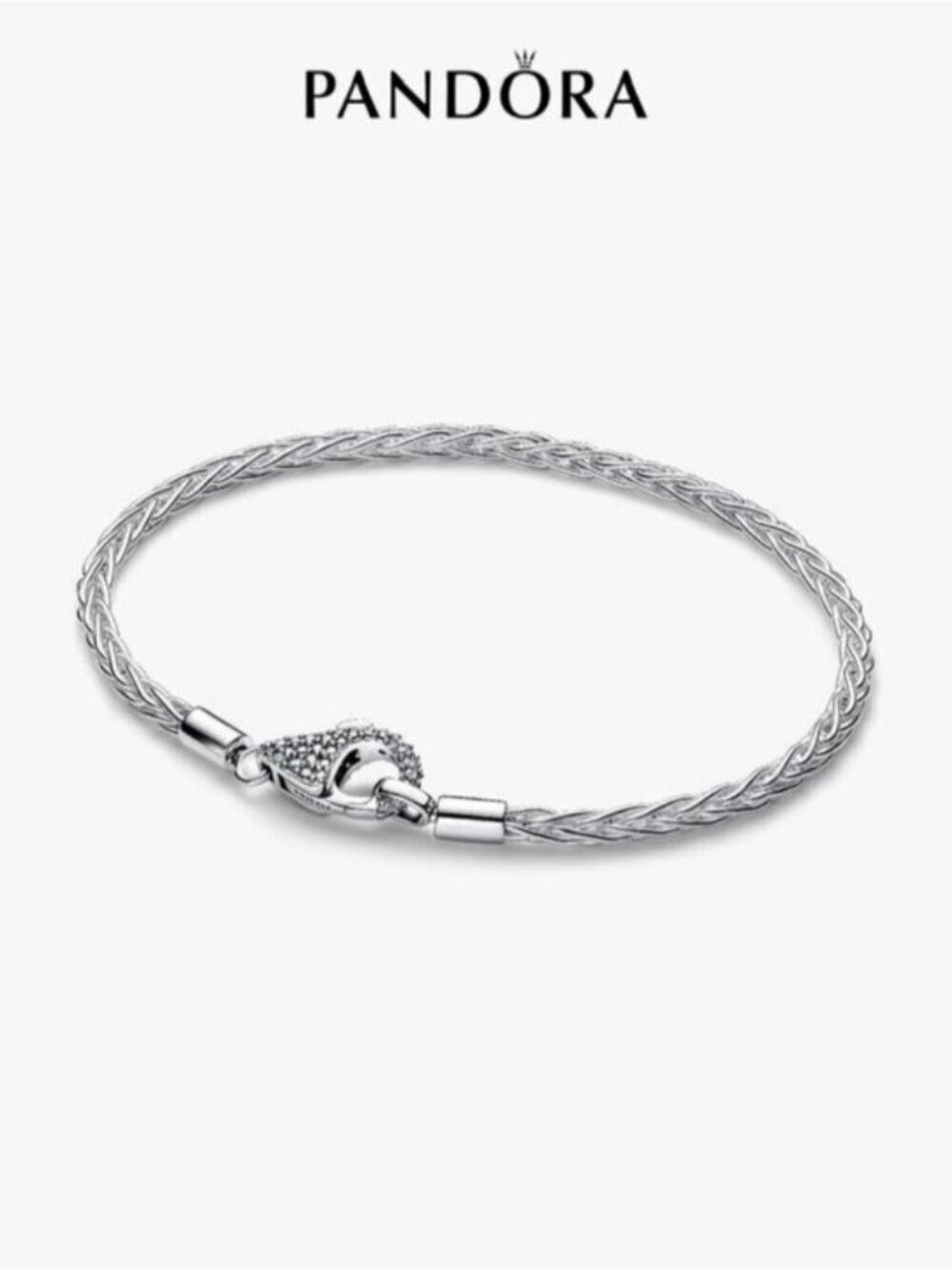 Pandora Pavé Clasp Foxtail Chain Charm Bracelet